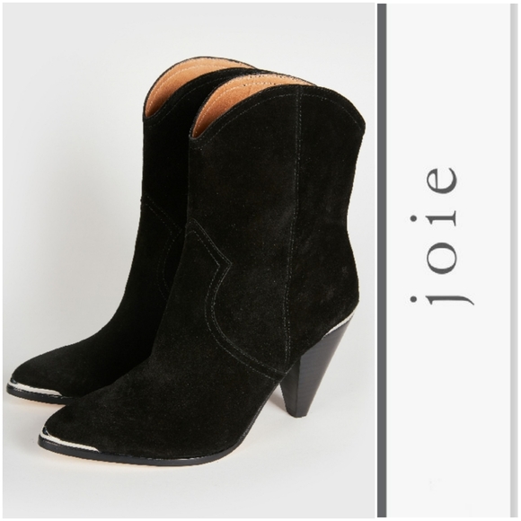 Joie Shoes - Sultry Black Suede Joie Western Inspired Booties